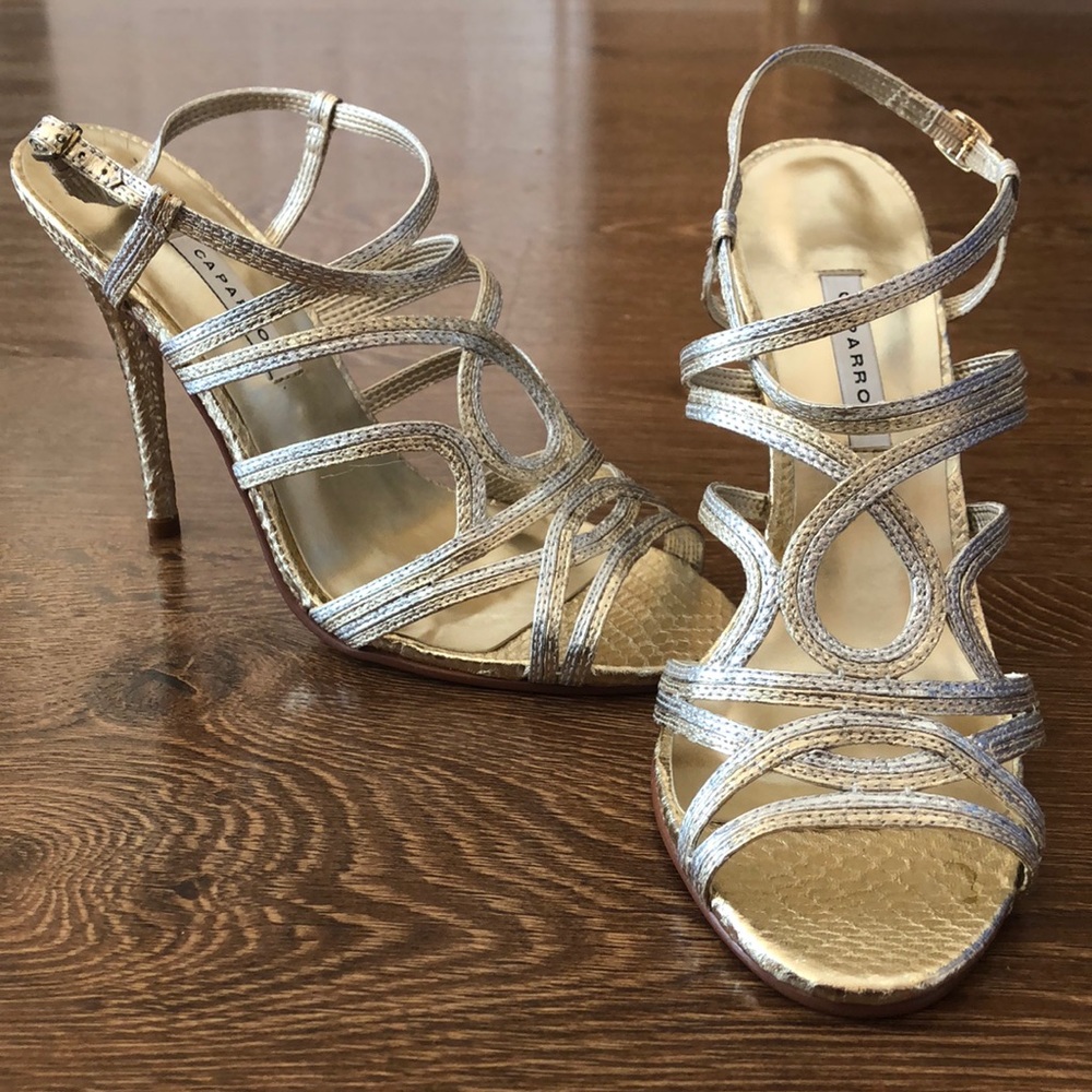 Caparros Silver and Gold Strappy Heels-Never Worn